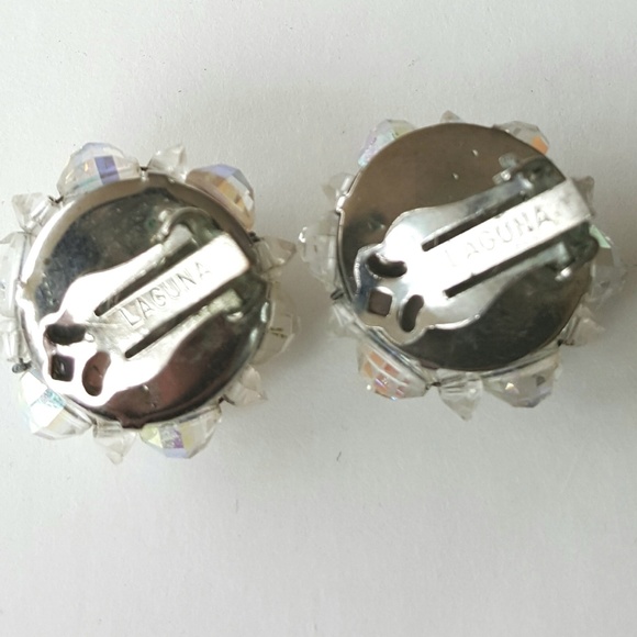 1950s Vintage Clip on Earrings Retro Crystals Laguna B - Picture 5 of 6